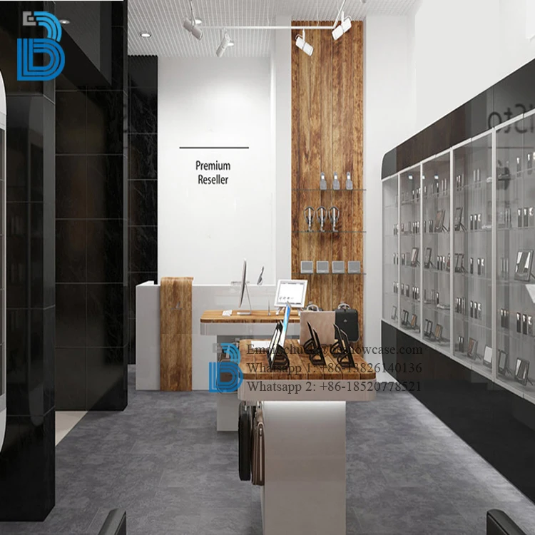 High End Mobile Phone Display Cabinet Design Cell Phone Accessory Display Mobile Phone Shop Counter