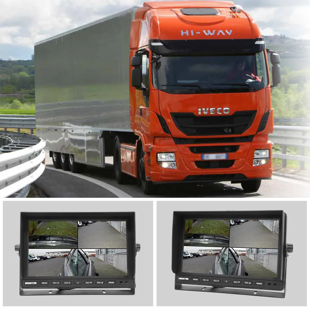 Top quality 9inch quad monitor with touch button rear view 9 inch screen stand alone lcd
