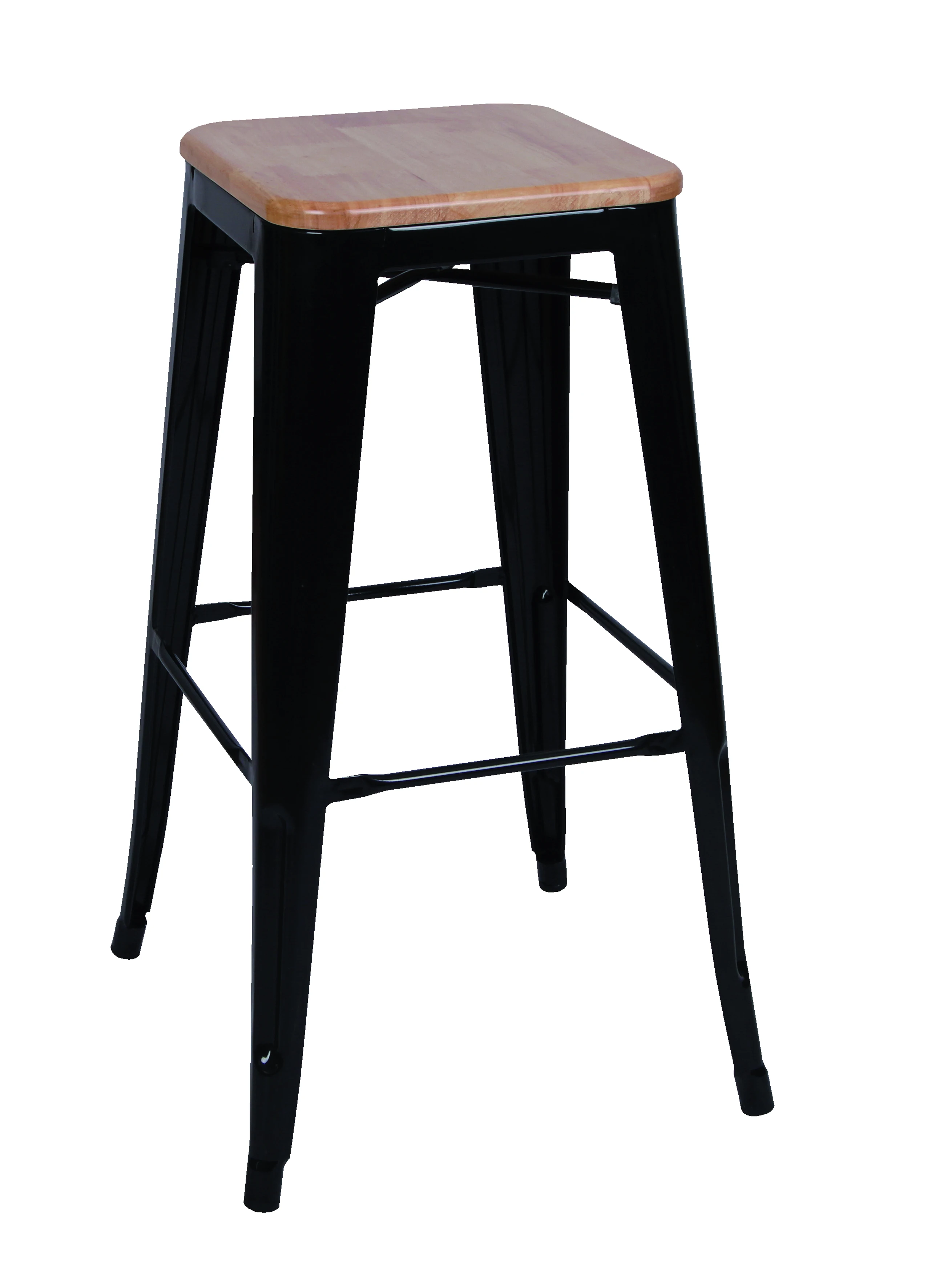 French Style stack counter dining stool metal iron bar stool with timber seat height 66cm