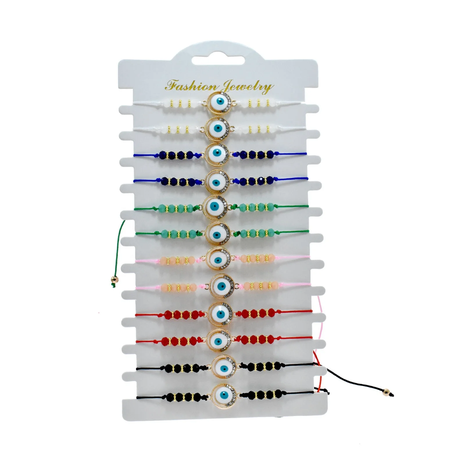 New Fashion Jewelry Colorful Braided Eye  Evil  Charm Pendant Bracelets Crystal Glass Bead Hand Woven Bracelet