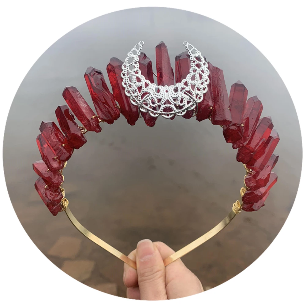 Украшения для волос с украшением в виде кристаллов кварца фестиваль для привлекательных Русалка драгоценный камень Свадебная повязка Wicca Фея Цыганская аксессуары для волос лента для волос в виде короны