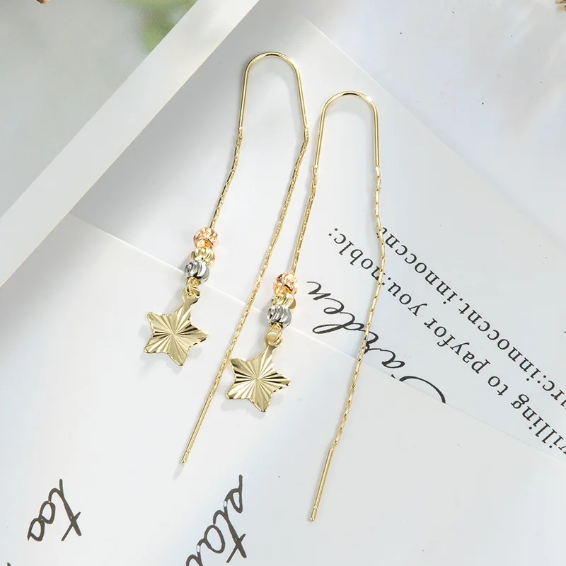 Wholesale Custom 18K Gold Plated Zircon Earring Jewelry brass Jewelry Women Long Tassel Leaf Hoop Zirconia Earring
