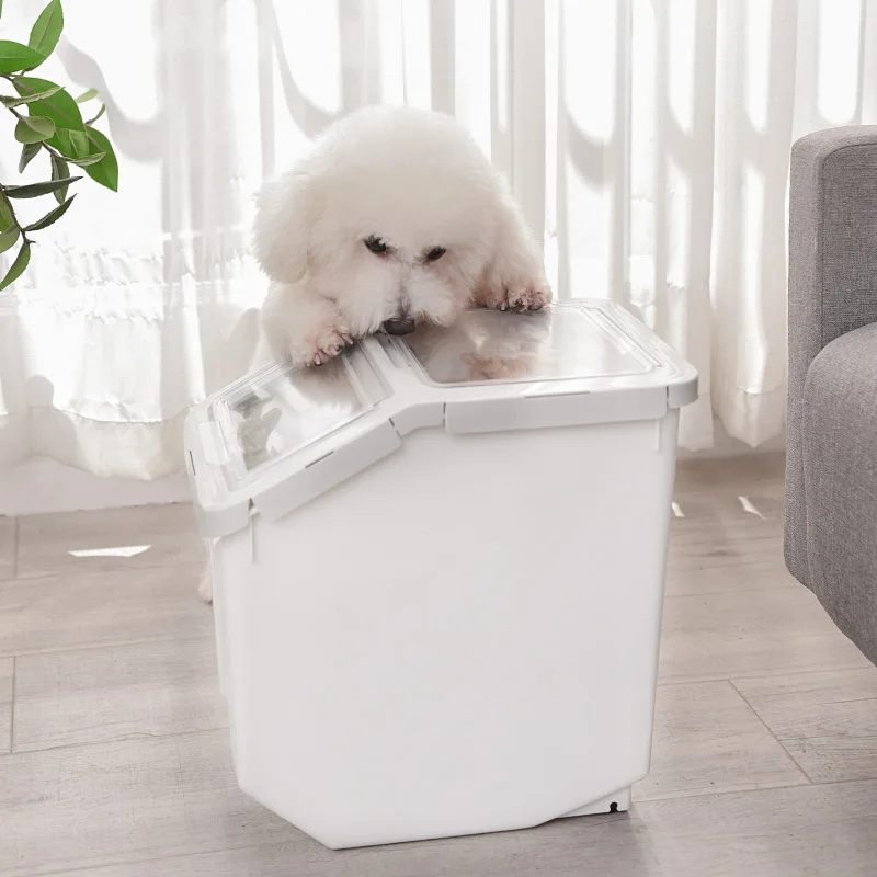 
Plastic Dog Cat Food Storage Container Pet Food Barrel Dog Food Bucket Bin Container 
