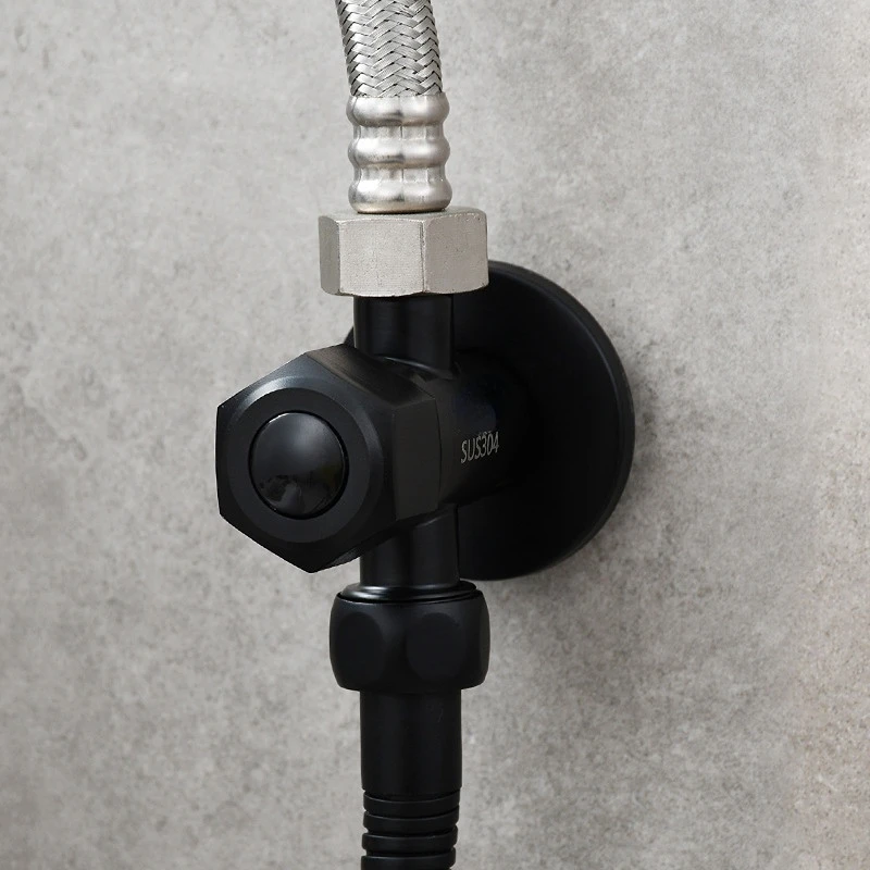 304 stainless steel wire drawing double Angle valve 3-way water stop switch valve One in two out of the toilet water segregator