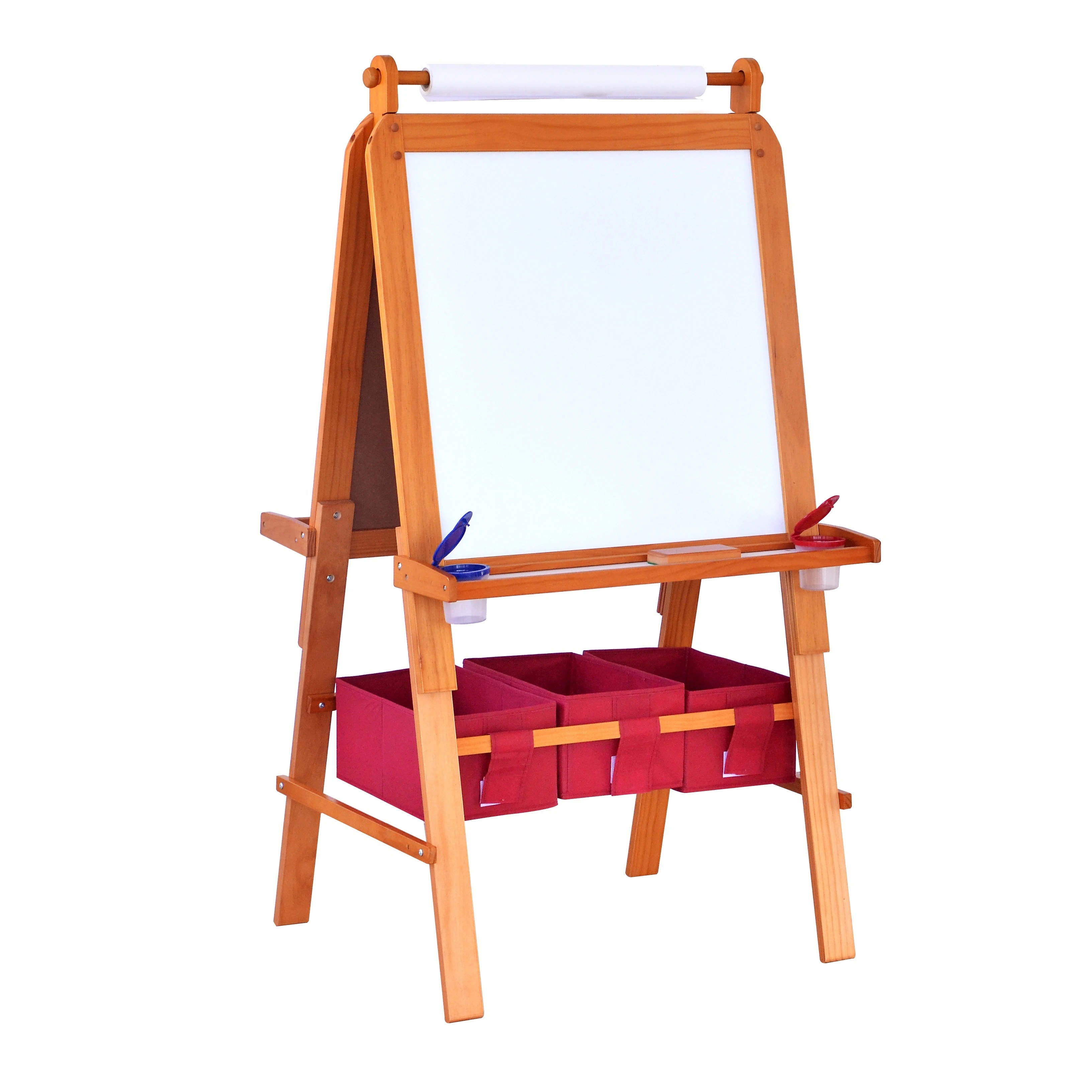 Deluxe Wooden Painting Easel with Double Side Blackboard Whiteboard Age Range 2 to 4 Years Stand Easel Drawing Toys for Teaching