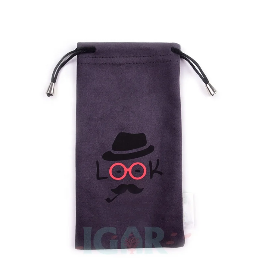 Cheap custom logo screen print micro fiber drawstring glasses packaging bag for sunglasses pouch