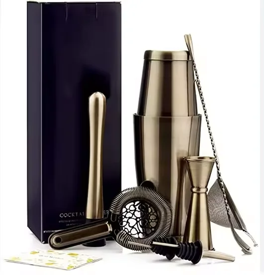 Customized shape cocktail shakers kit bar tool set black cocktail shaker set cocktail shaker machine