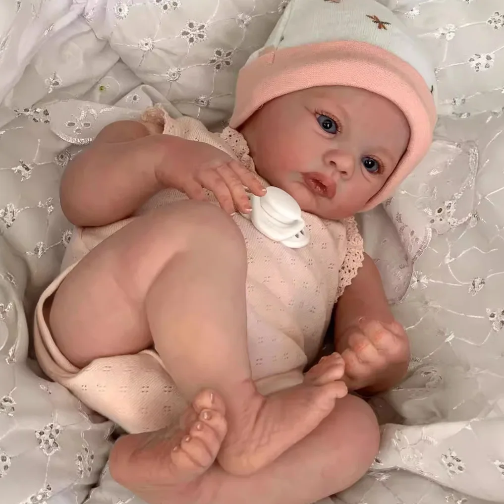 18 Inch Baby Meadow Gift Doll Realistic Handmade Hair 3d Painted Visible Veins Reborn Doll