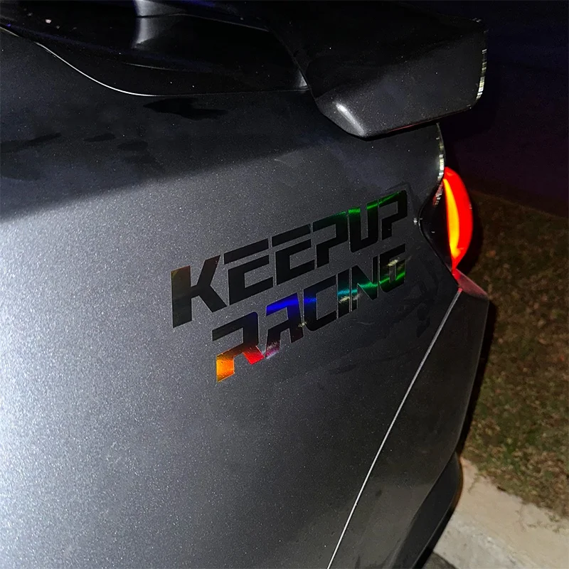 Personalized Own Logo Brand Custom Car Stickers Black Holographic Rainbow Effect Motor Vehicle Decor Car Stickers for Promotion