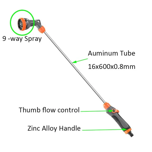 Garden Tools Watering Gun Long Rod Spraying Sprinkler Hose Spray Nozzle Sprayer
