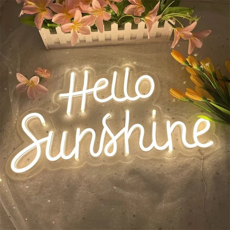 Unbreakable hello gorgeous backlit lamp bedroom wall light up hello sunshine neon sign for gift bar party salon