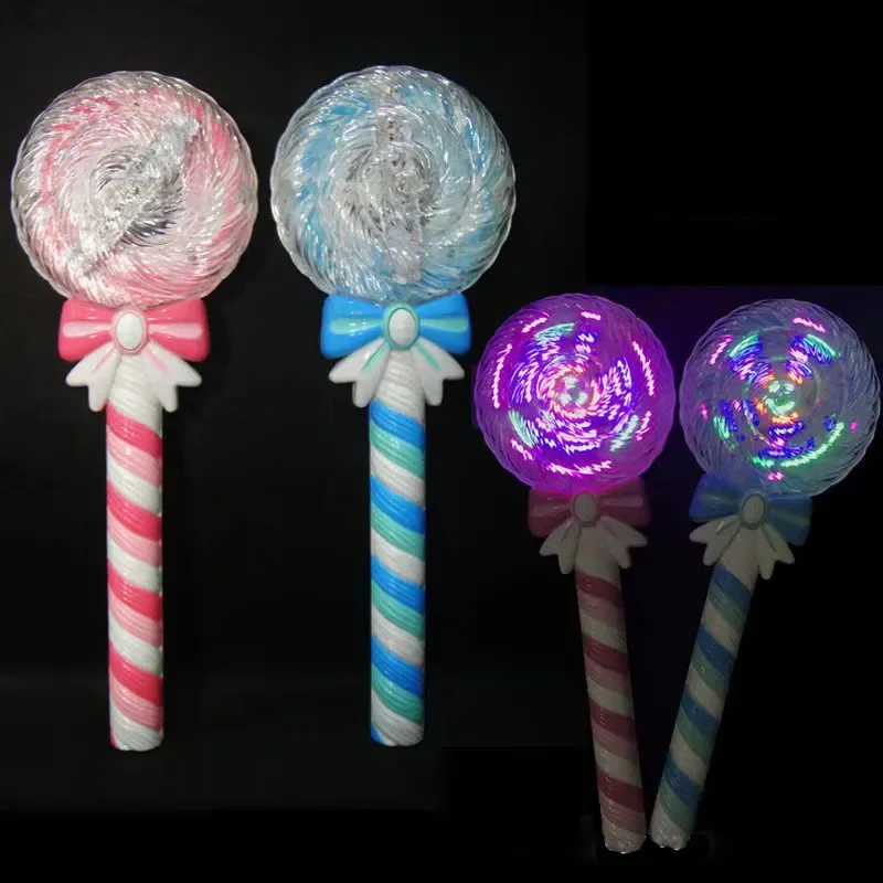 Light Up Spinning Lollipop Wand 12 Inch LED Princess Glitter Light up Wand Suitable for Pretend Play Prop Carnival Prize