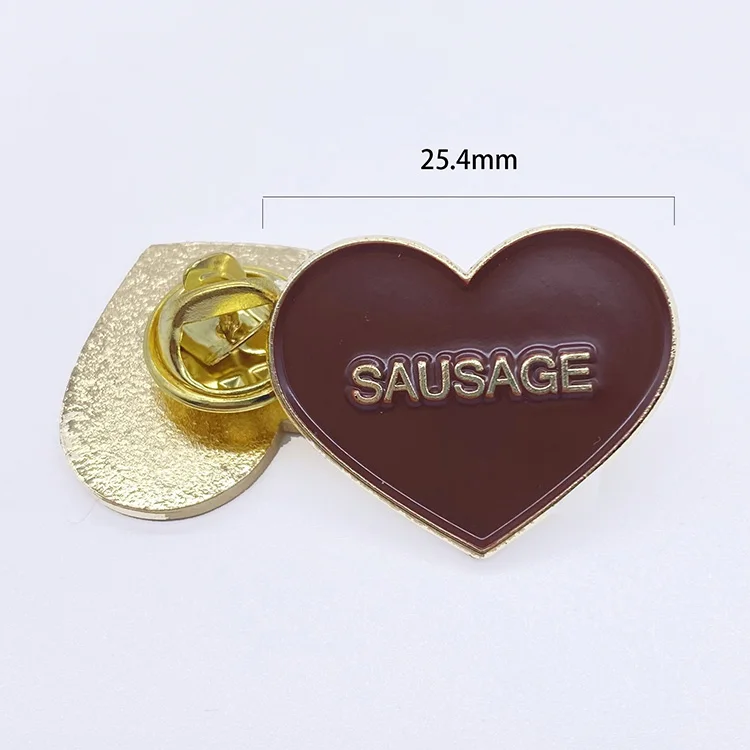 Ready for ship wholesale gold plating heart shape 25.4mm custom pins soft enamel lapel pin