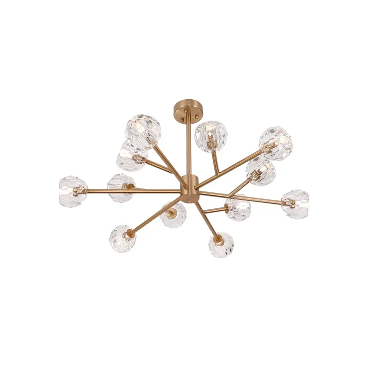 Luxury Hotel Living Room Brass Chandelier 12 K9 Crystal Ball Brass Chandelier for Living Room Dinning Room