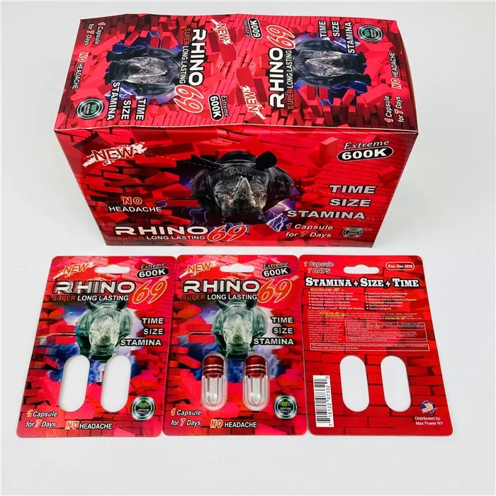Rhino 69 600K Blister 3D Card For Capsule Container Jar Pink Pussycat Female Enhancer Pills Packaging Black Mamba 7K Paper Card