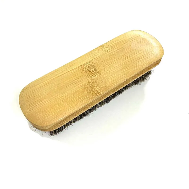 bamboo  shoe brush with horse hair for boots cleaning