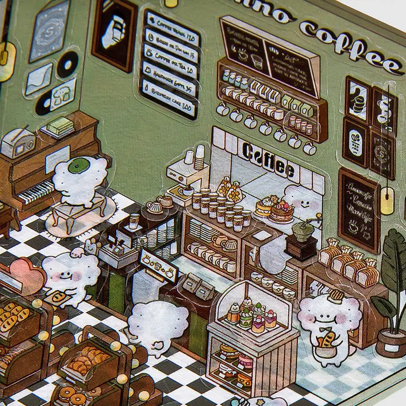 2024 Trend Products Cute Stationery Supplies 3d Effect Make A Shop Sticker Scene Diy Scrapbooking Supplies Art Craft
