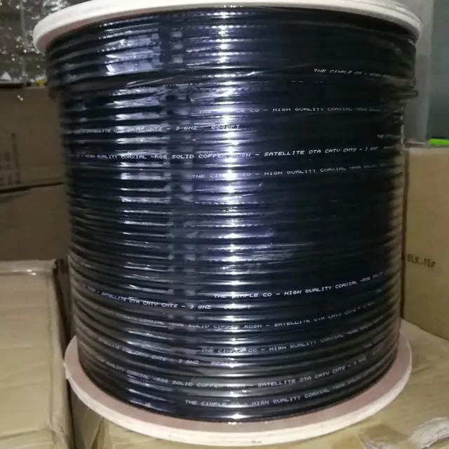 Коаксиальный кабель RG6 оптом, оплетка 60%, двойное экранирование, катушка 1000 футов, белый/черный