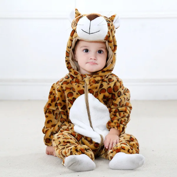 Infant Baby Girls Boys Cosplay Clothes Kids Zipper Jumpsuits Clothing Winter Animal Newborn Baby Romper