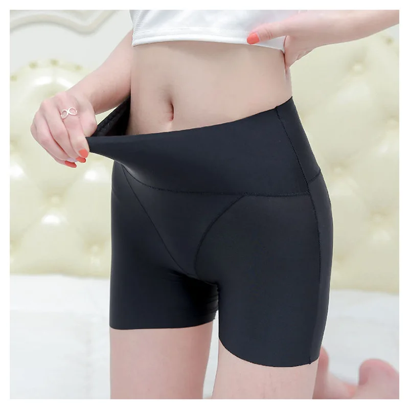 Women High Waist Slimming Tummy Control Knickers Icesilk Summer Dress Underpant Safety Underwear Boxer Boyshorts