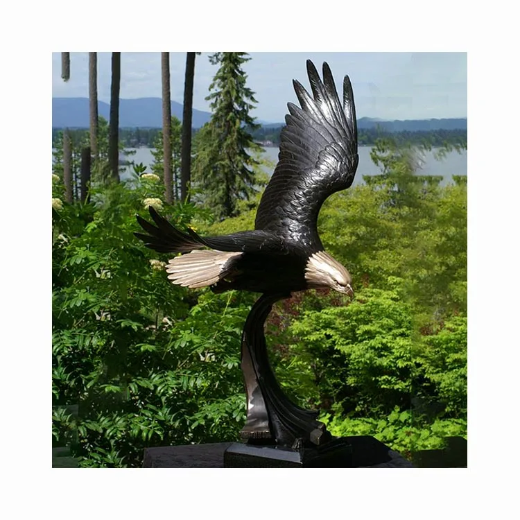 Home Garden Decor Metal Handcrafts Animal Sculpture Life Siz Brass Bronze Flying Eagle Statues