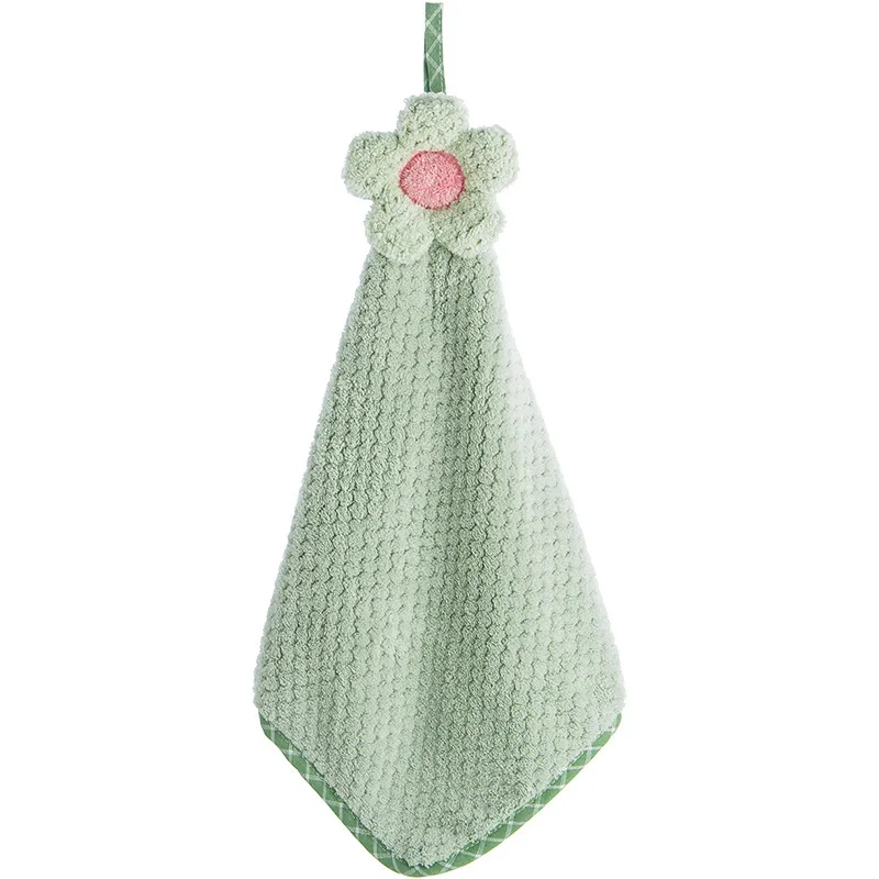 
Lint-Free Cleaning Cloth Cleaner Kitchen Absorbent Dishcloth Coral Velvet Flower Hand Towels Bathroom Hanging Towel 