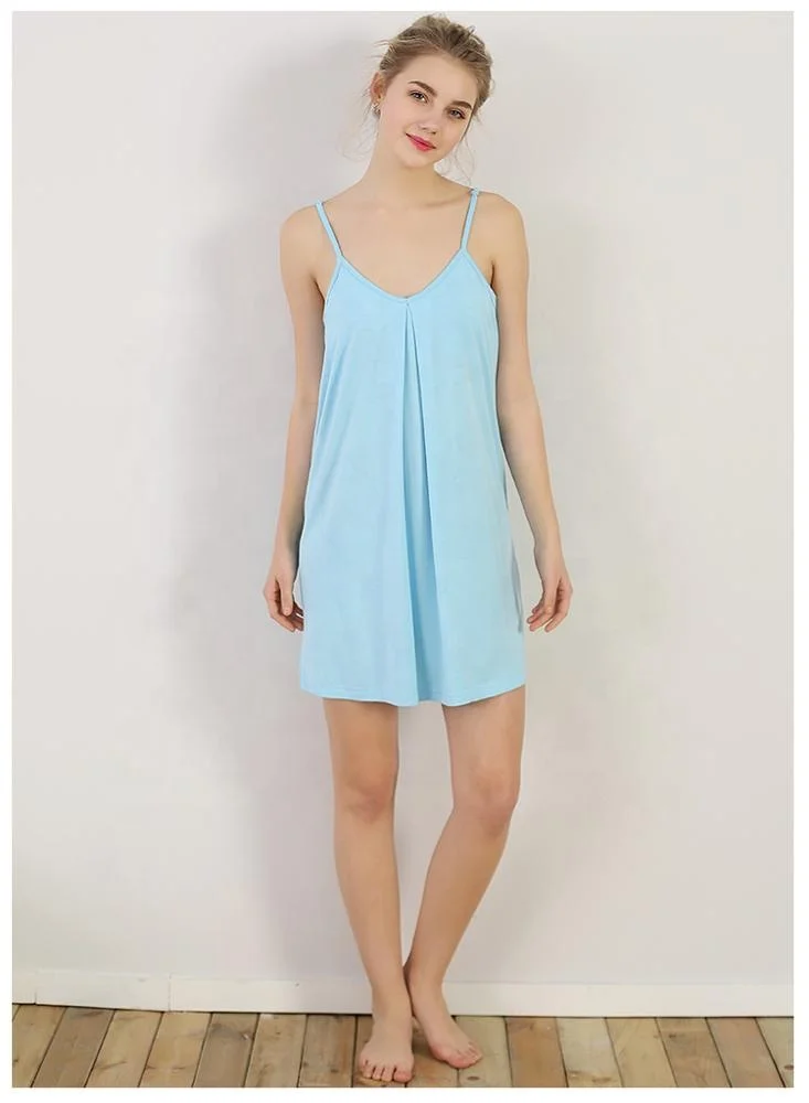 Factory Wholesale Custom Nighty/Wholesale Cotton Sleeveless Knit Nightgown/Night Gown with Pattern