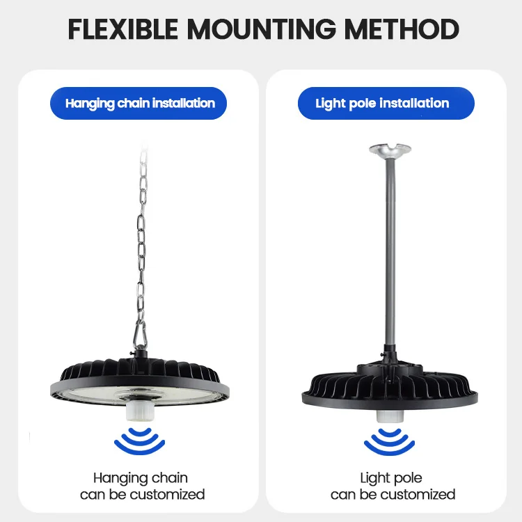 High lumen Smart Motion Sensor dimmable 100w 150w 200w 240w industrial led Ufo high bay light for warehouse