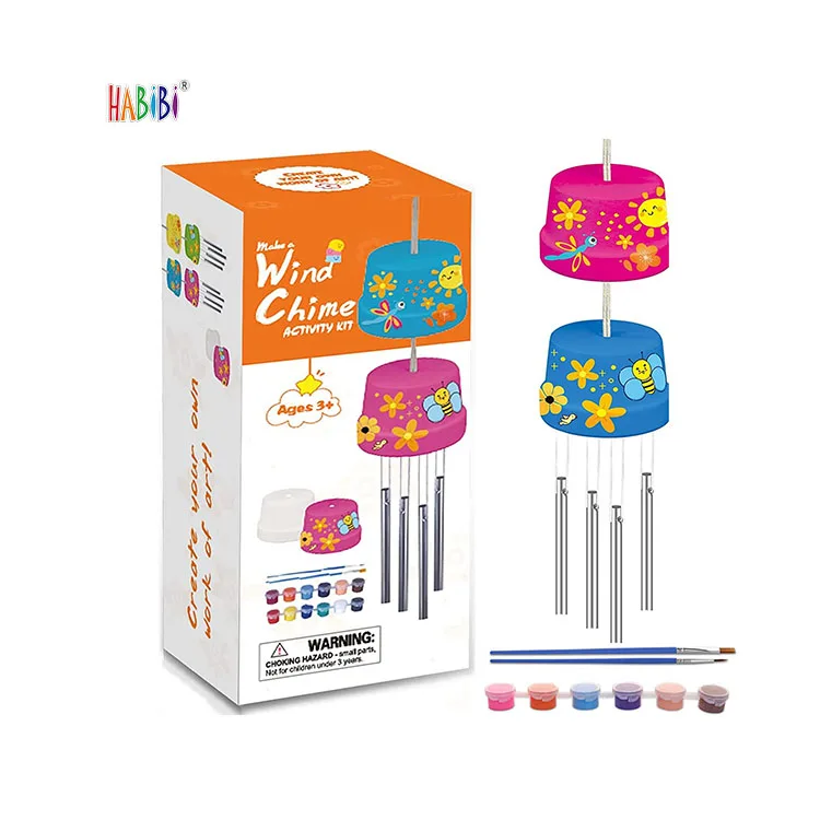 Puzzle painting filled outdoor wind chimes D2 Packs Arts Crafts Construct Paint Wind Powered Musical Chime DIY Gift Wind Chime