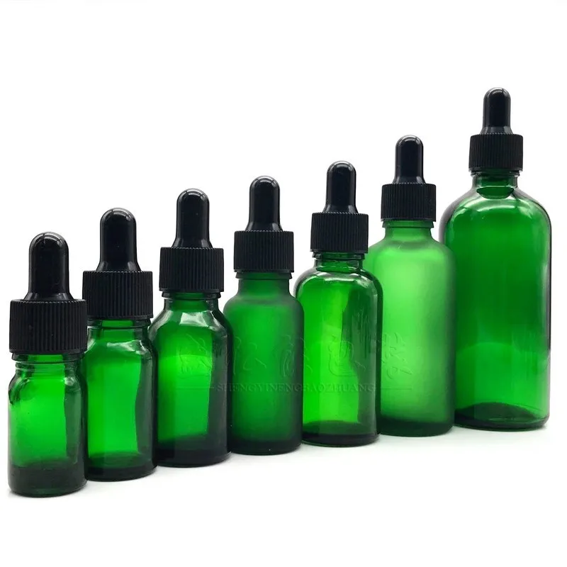 
5-100ml Green Essential Oil Bottle Essential Oil Dispensing Bottle Dropper Essence Bottle Glass Refilable Dropper Travel 