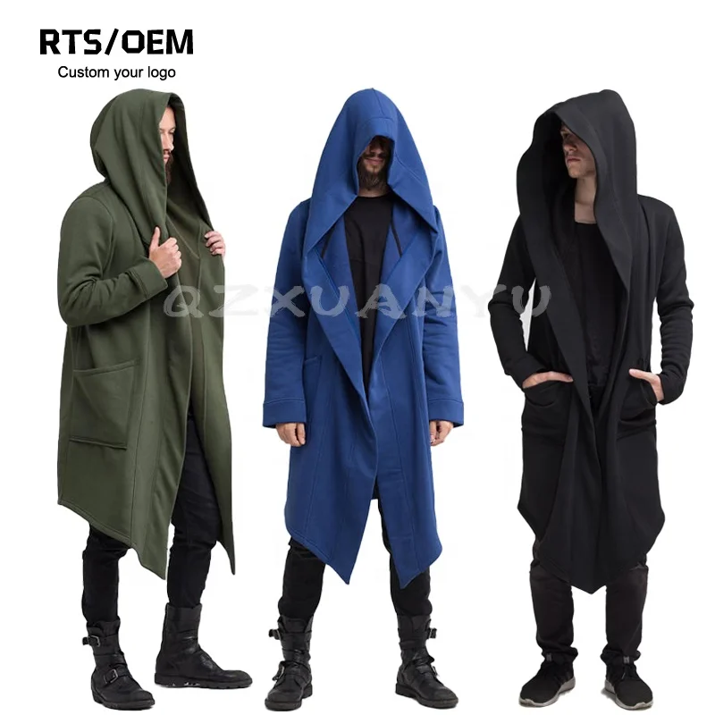 Hot Sale Men Full Jackets Overcoat With Pockets Hooded Sweatshirt Hip Hop Long Sleeves Outwear Men Clothes