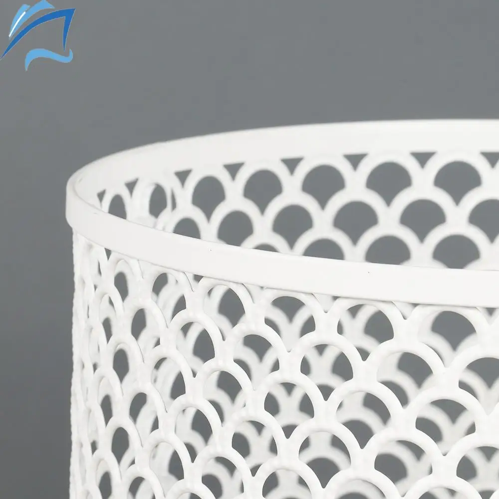 Wire mesh iron trash can office modern Nordic white round trash can