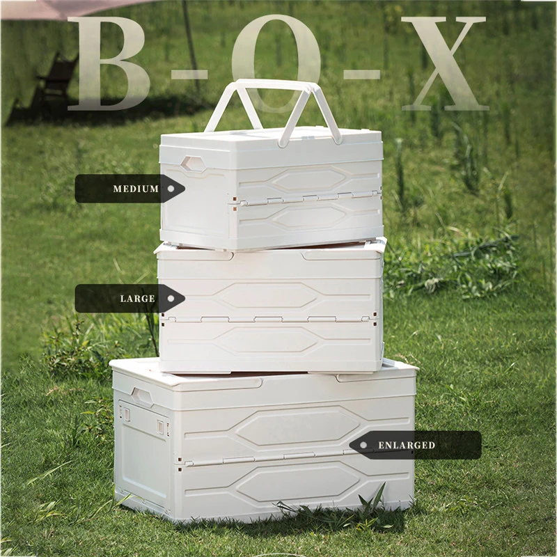 Space Saving plastic portable Storage Container Camping foldable Box Large folding Picnic Basket with Handle and Lid