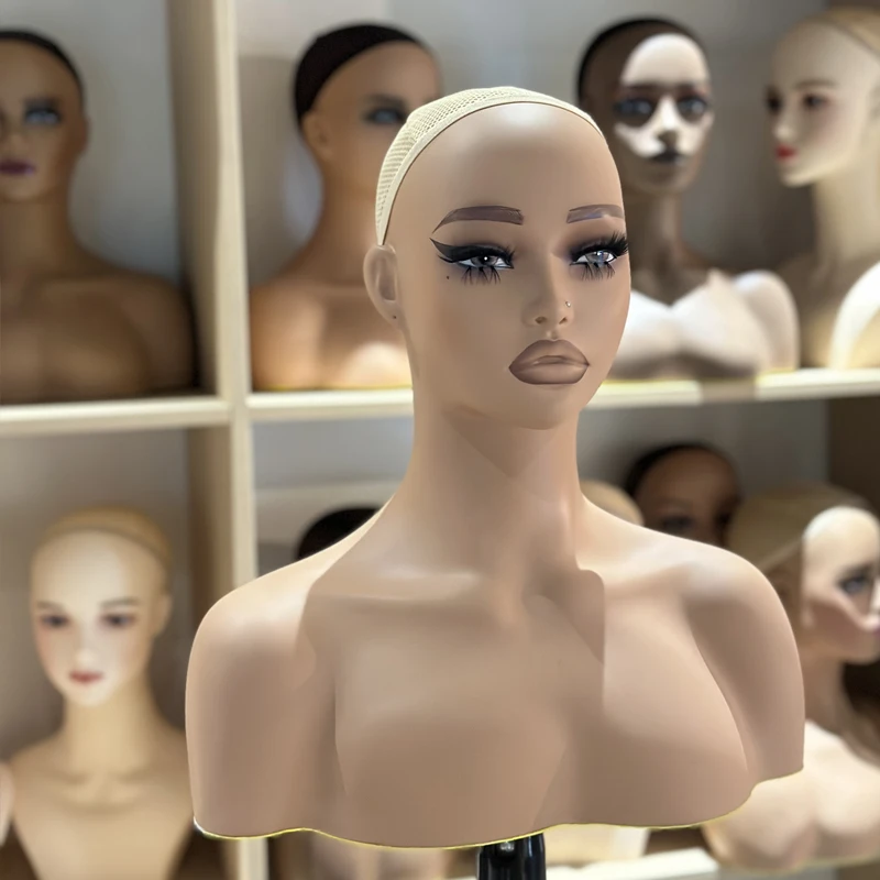 Practice Mannequin Head with Human Hair TKA Realistic Bust Black Brown Female Mannequin Head Wig Stand Display Mannequin Head