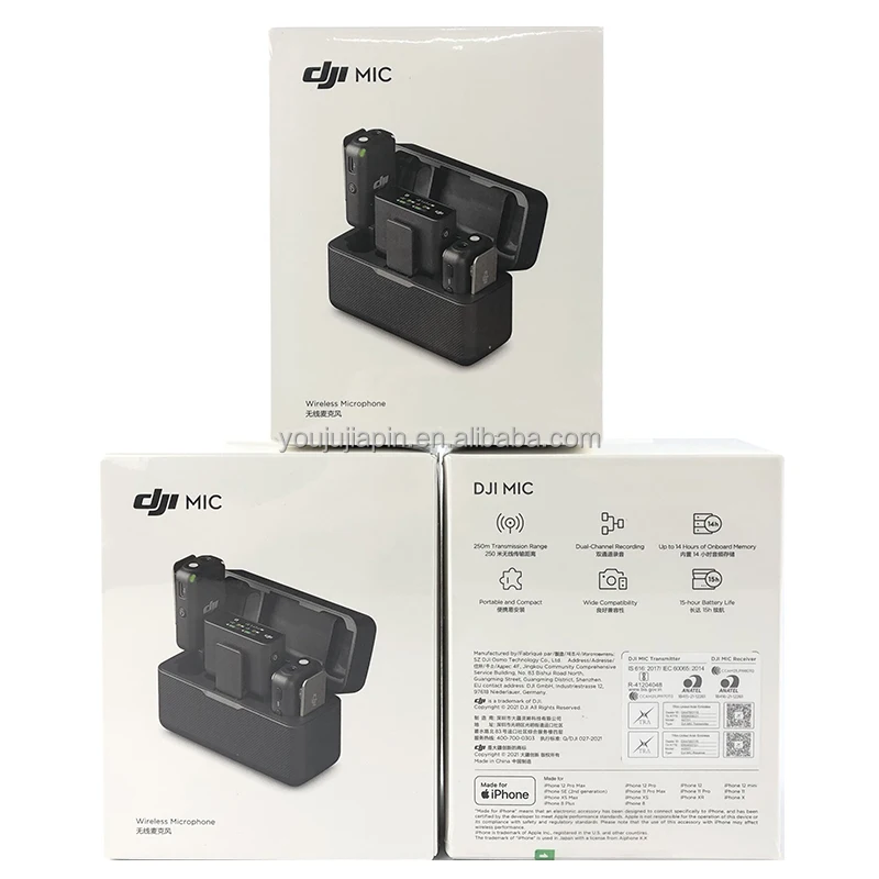 Комплект беспроводного микрофона DJI MIC Action 2 портативная и компактная широкая совместимость срок службы батареи 15 часов беспроводная передача