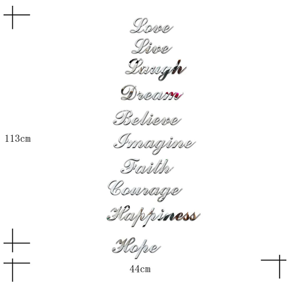 3D DIY  letter Mirror Wall Sticker Home Decoration Mirror Decal For Bedroom Living Room Wall Sticker Wallpaper Mural