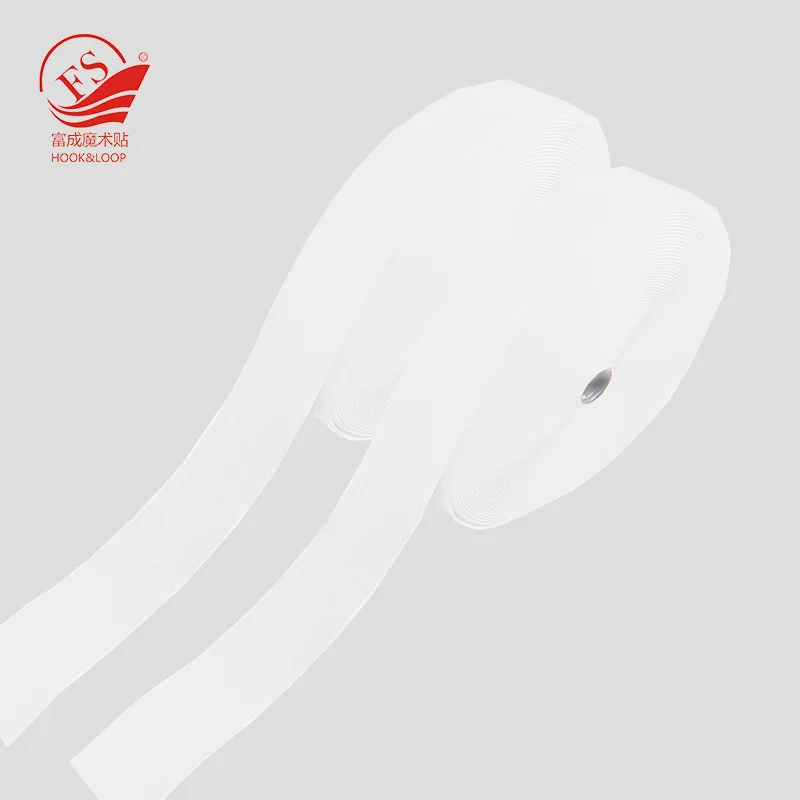 Sewing On B Level 40% Nylon 25 m One Roll Hook And Loop Patches Fastener Strap In 20 mm White Color