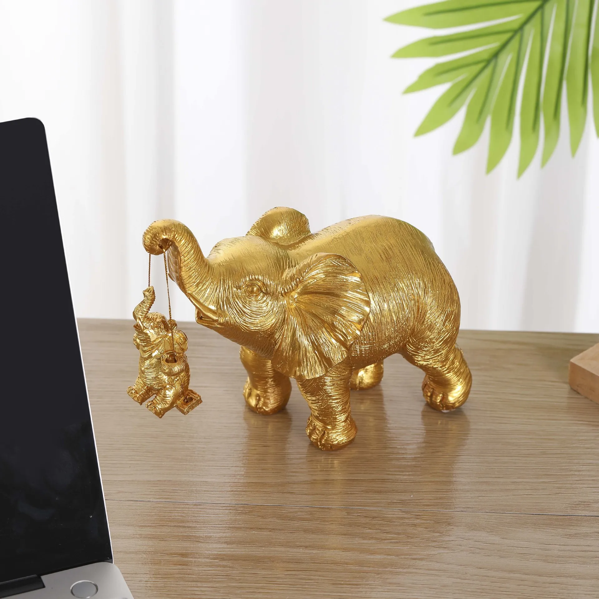 Home Decor Ornaments Animal Accents Brings Good Luck Gold Elephant Decor resin Elephant Statue for women mom gift