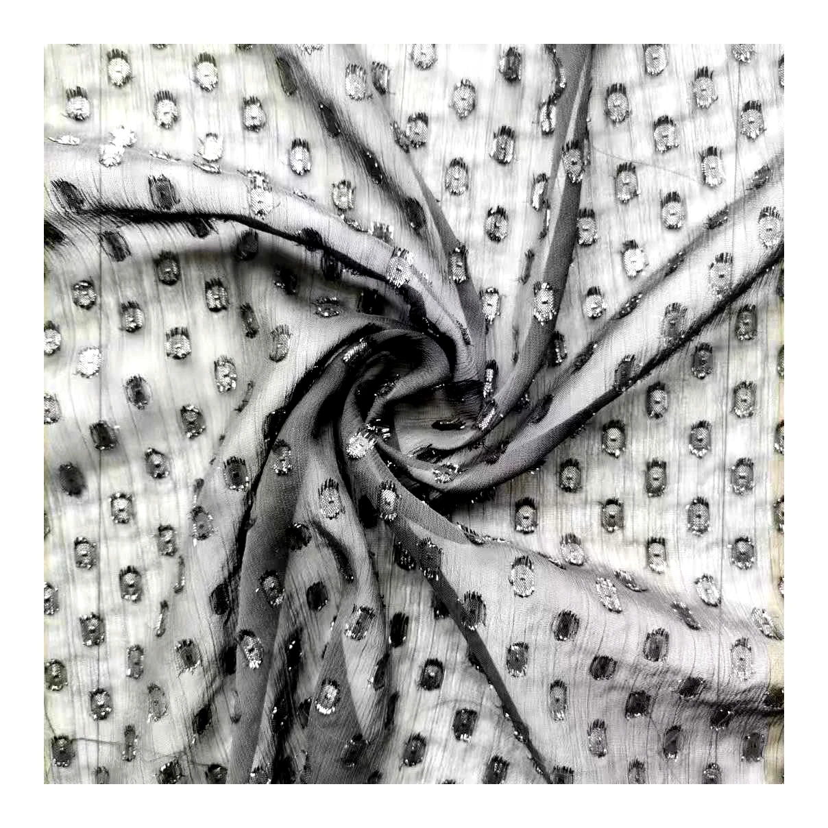 Cutting motif fabric 100% polyester chiffon embroidery crepe fabric swiss dot fabric for dress blouse wedding