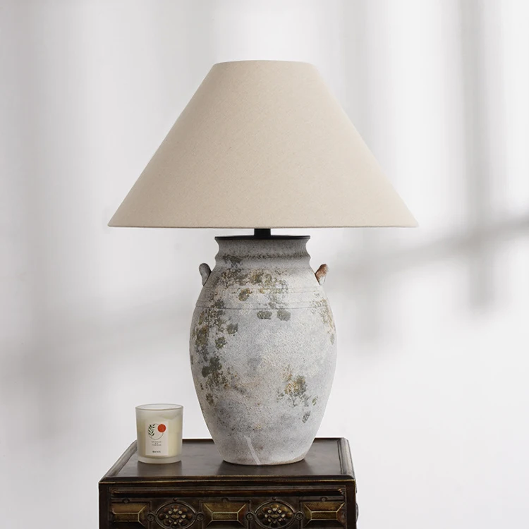 Home Restaurant Home Modern Chinese Portable Bedroom Classic Grey Ceramic Bedside Table Lamps