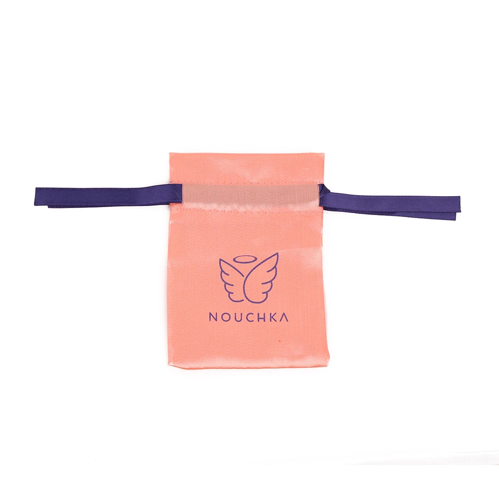 custom logo drawstring hair bundle extensions packaging bag wig satin bag