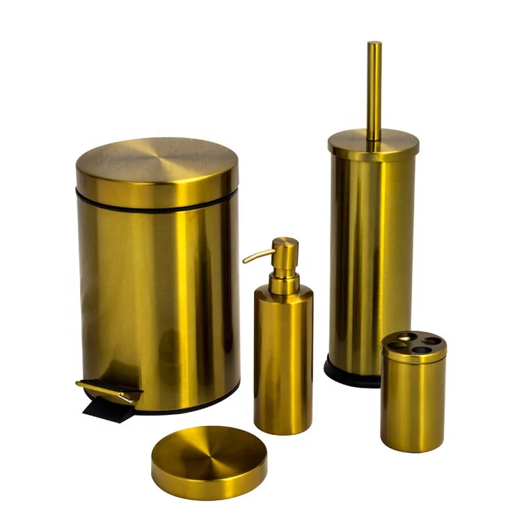 Hot Selling Household Bathroom Accessories Stainless Steel Bathroom Sets For Home Use With Soap Dispenser And Toilet Brush