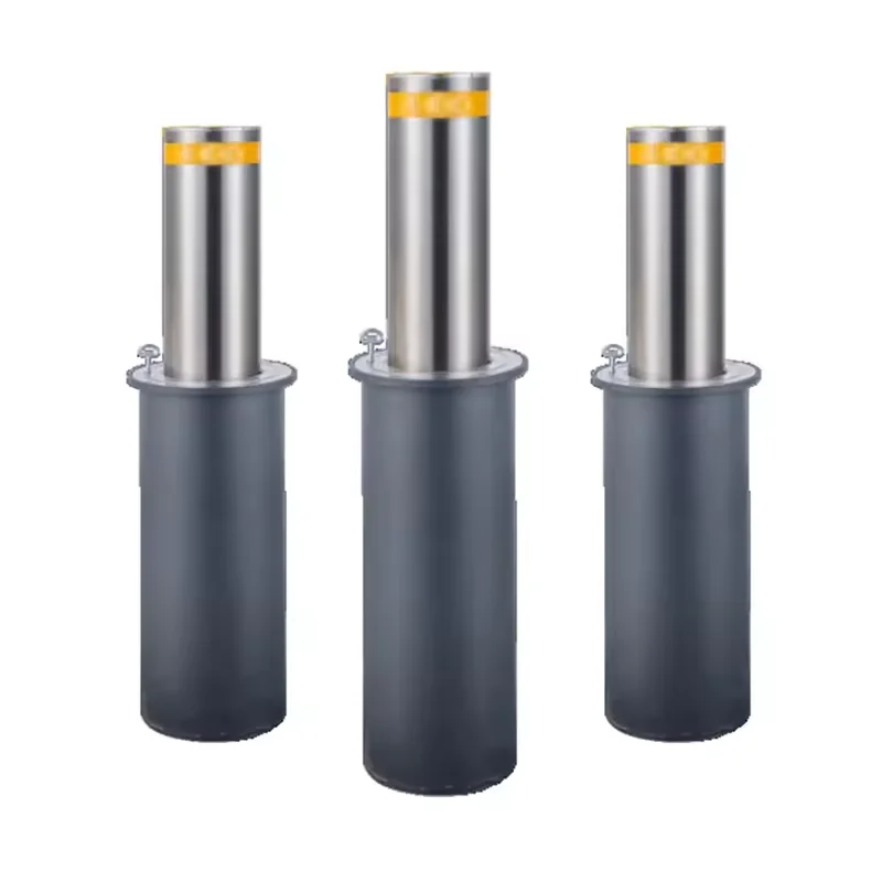 Factory 304 316 stainless steel Car Parking Semi Automatic Rising Manual Retractable Road Bollards