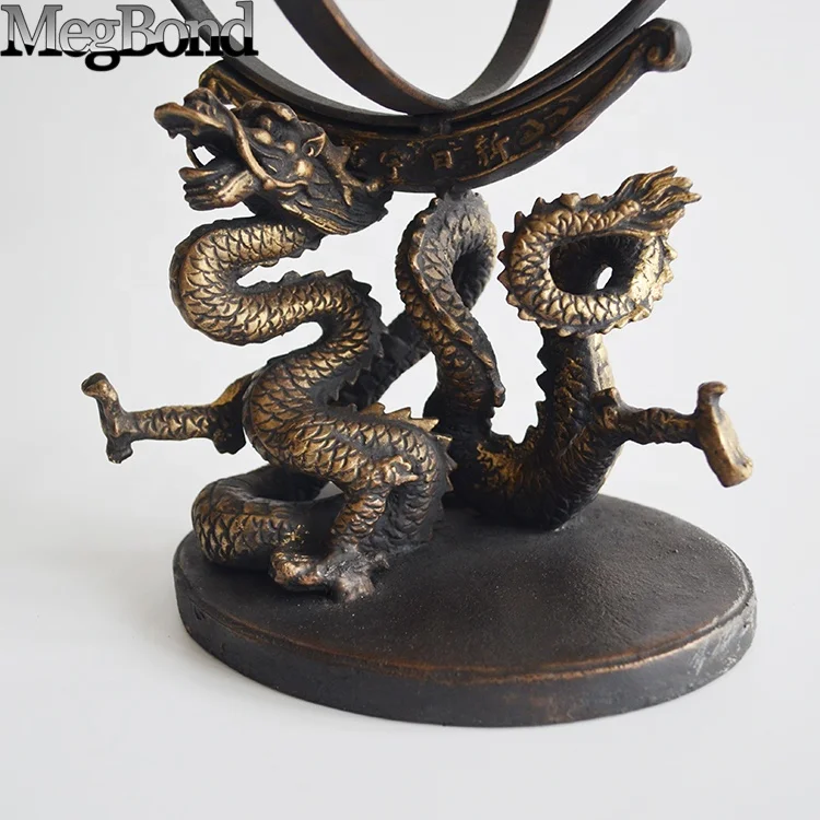 Cast iron Chinese dragon decorations bronze sphere decor,  metal Armillary sphere with  dragon design