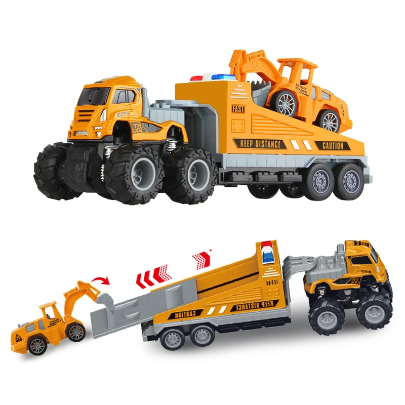 New Metal Four-Drive Friction Alloy Rescue Trailer Model Four Wheel Truck Toy Inertial Trailer Truck Toy