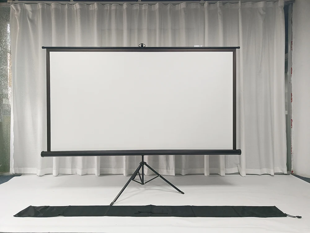 100inch 4:3 Tripod Projector Screen with Stand Wrinkle-Free Height Adjustable Portable Screen for Projector Indoor & Outdoor for