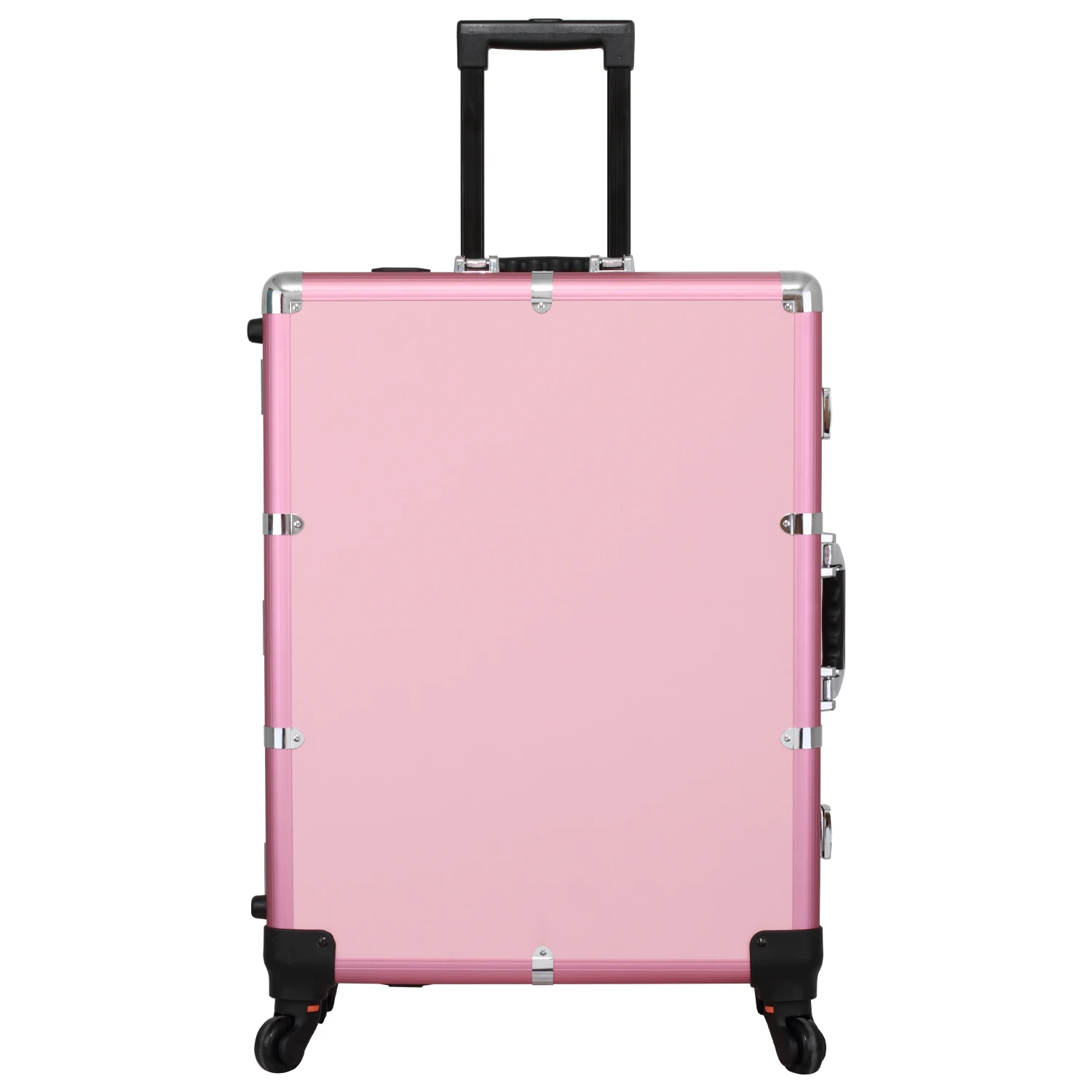 Keyson Pink Professional Trolley Beauty Case On Wheels Aluminum Makeup Train Case Trolley Professional Rolling Train Case