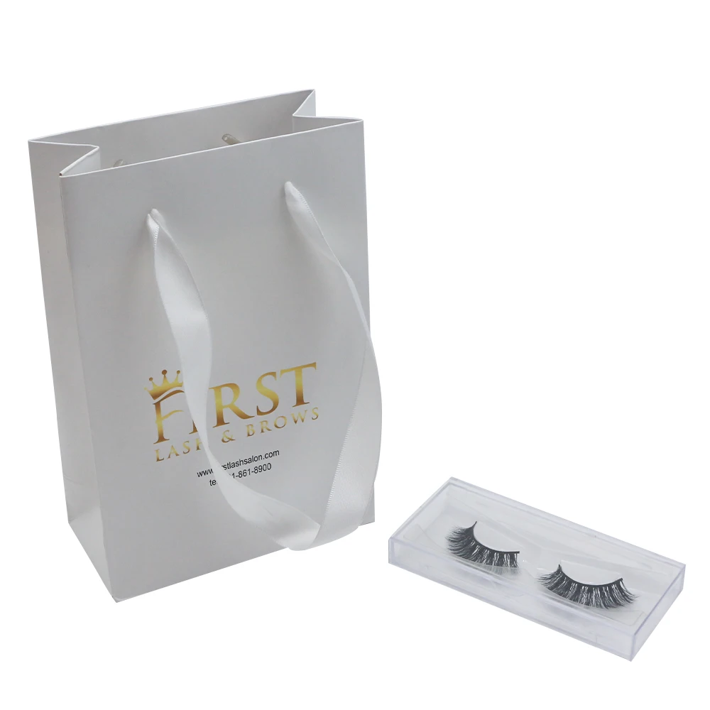 Luxury Custom Pink Logo White Kraft Mini Jewelry Paper Shopping Gift Bag for Lipgloss