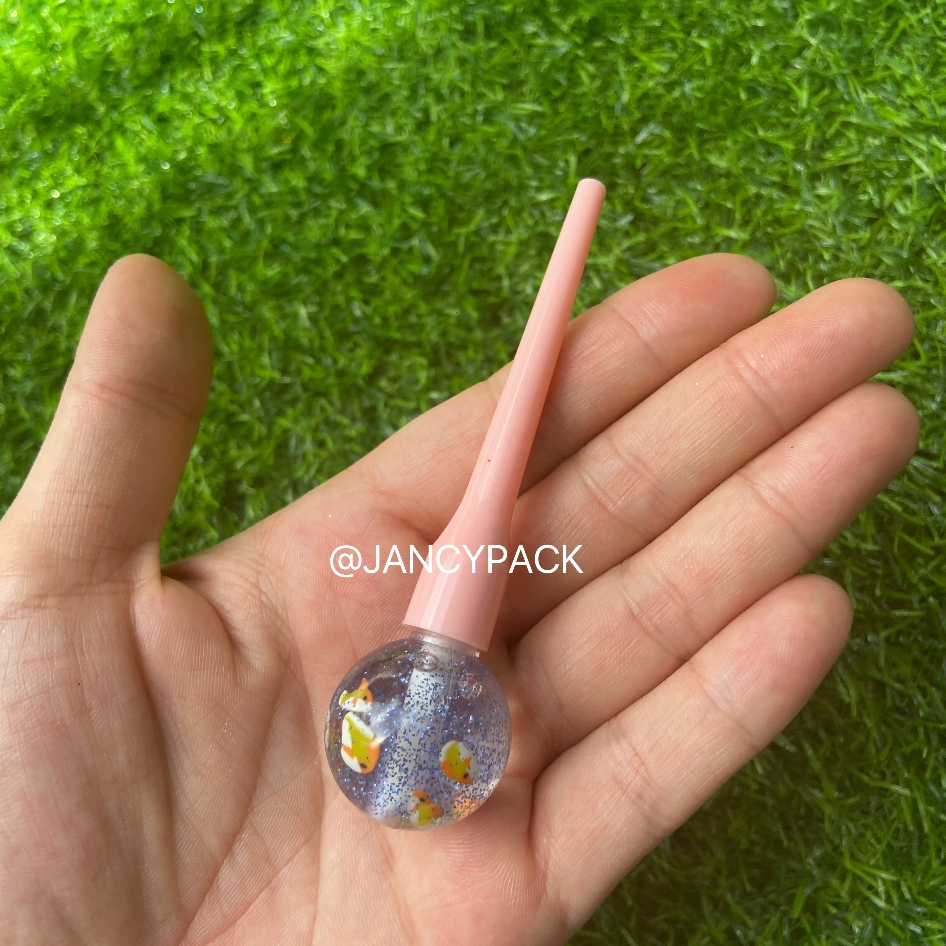 JANCY 6ml Private Label Vendor lollipop shape glitter lip balm oil Cute Oem New Shine Hydrating Clear Glossy Lip Gloss