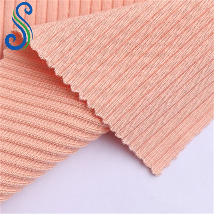 Wrinkle Resistant 4x2 Rib Bamboo Organic Cotton Spandex Knitted Fabric for Women Clothes